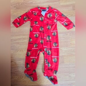 NHL Chicago Blackhawks Baby Footie 3-6M Pajama Hockey Red NWT